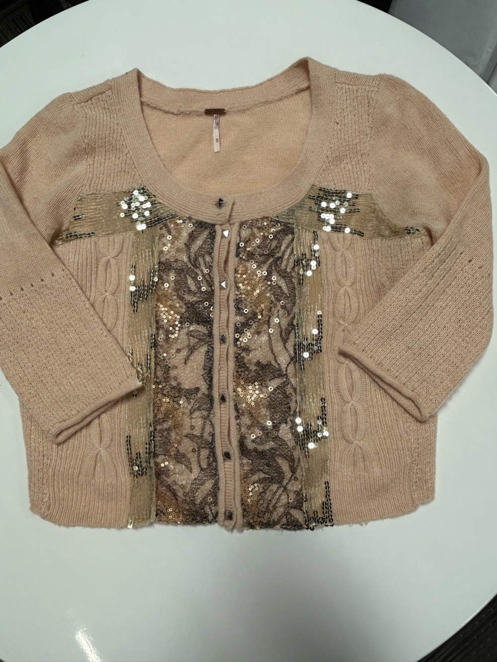 Free People sequin lace cardigan wool blend